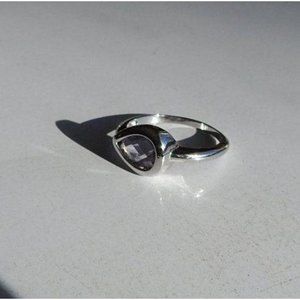 Sterling Silver Ring with Pear Shape Accent, Sz 7
